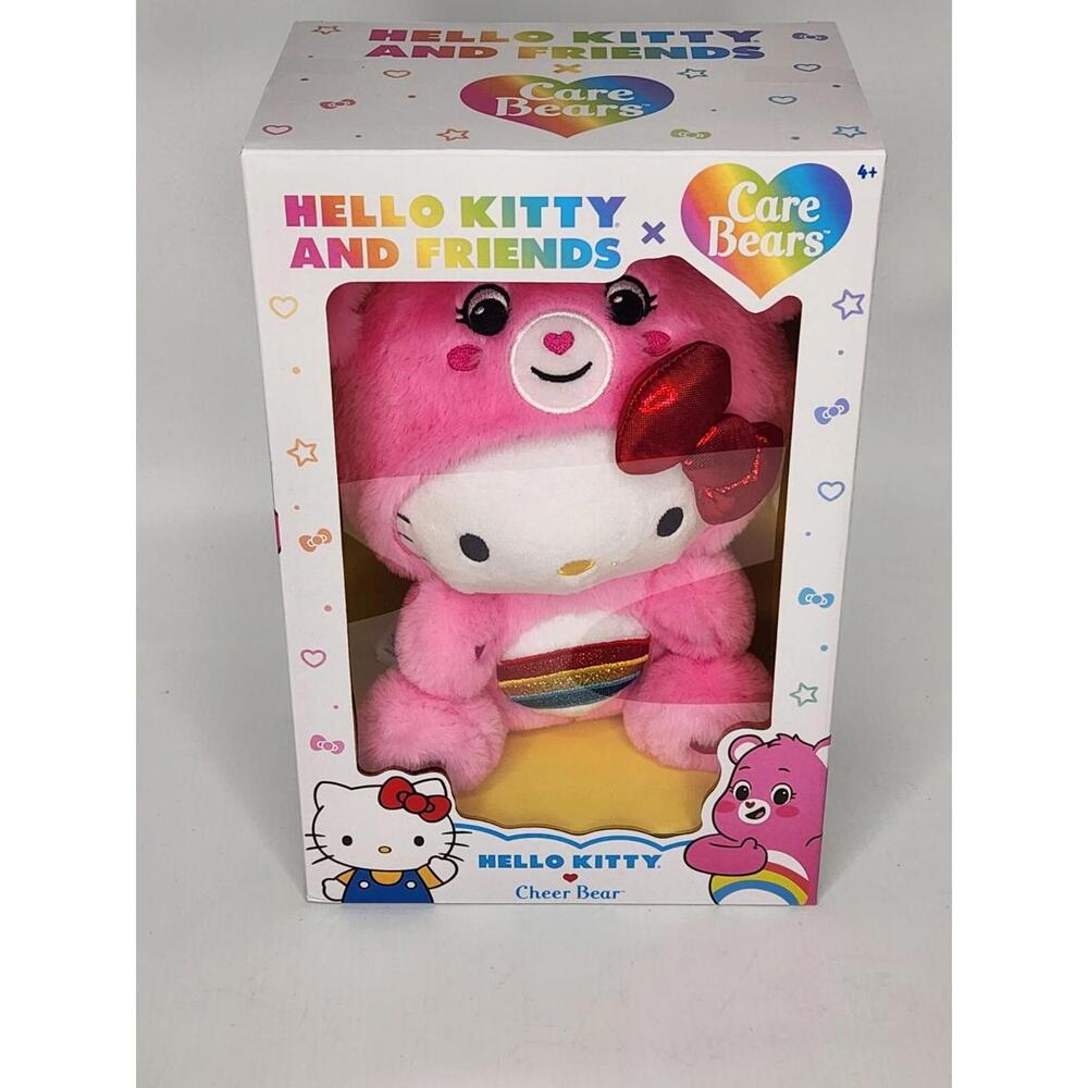 Hello Kitty Cheer Bear 2023 New Release 10" Care Bear Plush In Box.